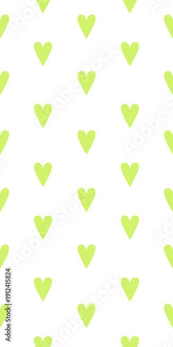 Seamless pattern green hearts on white background
