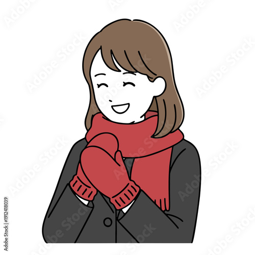 マフラーと手袋をした女の子のイラスト