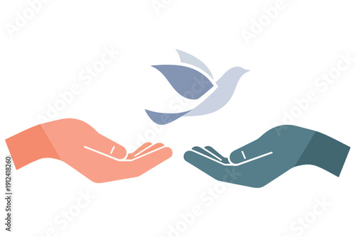 Hands Releasing Bird Vector – Freedom, Hope, and Peace Concept Illustration