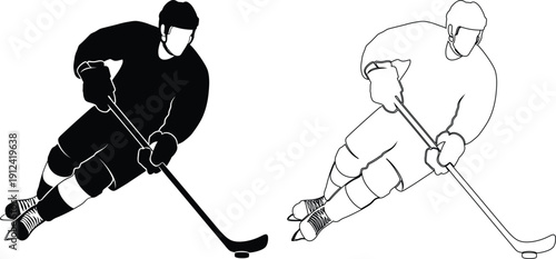 Ice hockey players engaged in an intense game with sticks and puck