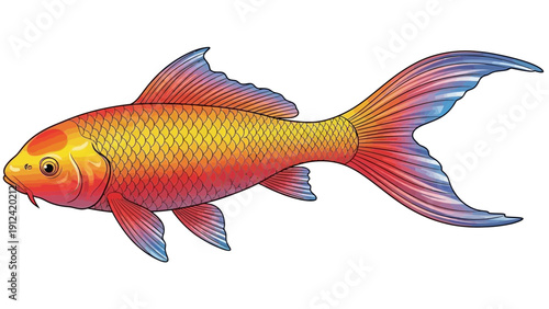 Vibrant koi fish illustration isolated on white background for design