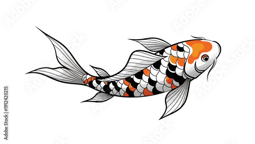 Vibrant koi fish illustration isolated on white background for design