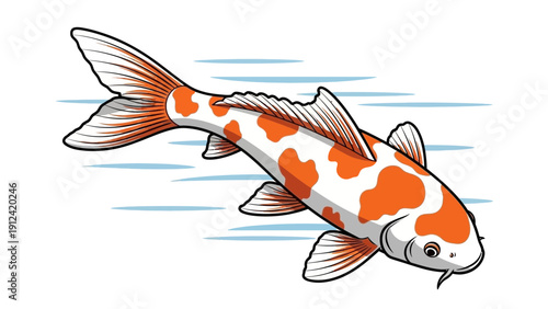 Vibrant koi fish illustration swimming against a light blue background