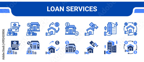 Loan Services Icon Collection,  featuring Loan, Mortgage, Refinance, Mortgage rate, Down payment, Capital, Cashflow.