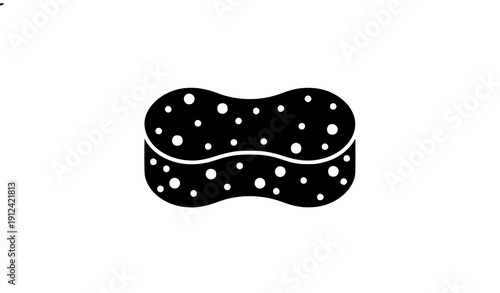 Washing sponge icon vector black glyph cleaning symbol isolated on transparent background