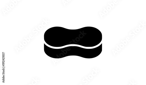 Cleaning sponge with bubbles icon black glyph vector isolated on transparent background