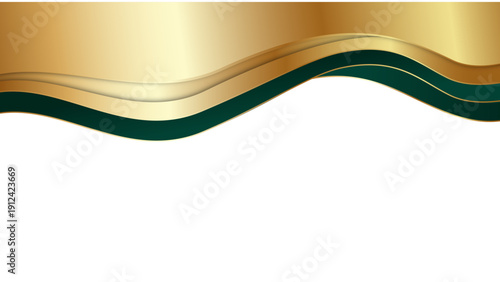 
Elegant Gold and Teal Wave Border on White Background