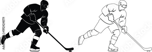 Two hockey players engaged in an intense game on the ice rink