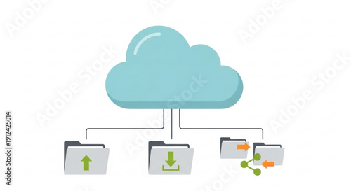 Cloud storage concept with file synchronization and data transfer