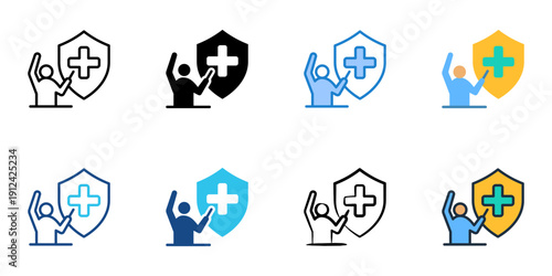 Safety briefing icons set multiple style collection. Editable stroke 
