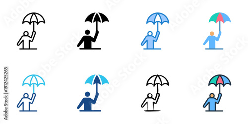 Disaster readiness icons set multiple style collection. Editable stroke 
