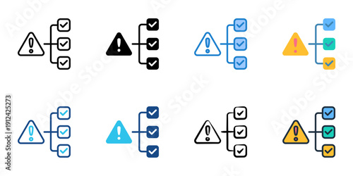 Crisis checklist icons set multiple style collection. Editable stroke 
