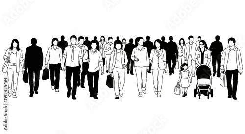 Diverse Group of People Walking Together.