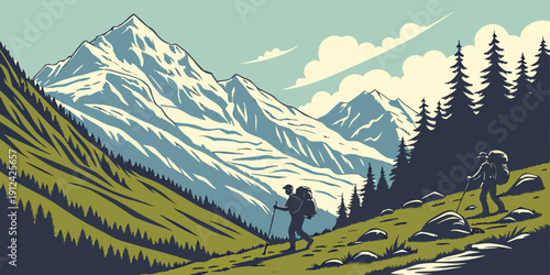 Majestic snow-capped mountains reflected in a serene alpine lake