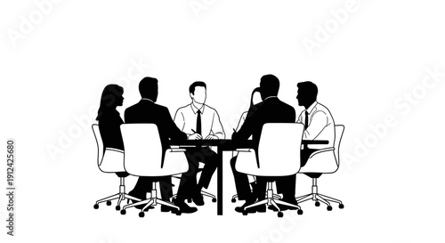 Business Professionals in Meeting at Table.