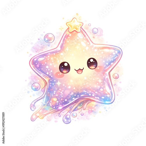 Photography glowing jelly cat, pastel jelly cat, translucent cat illustration, kawaii fantas