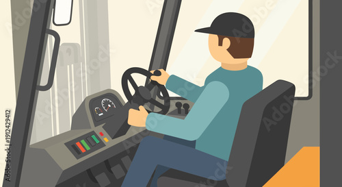 Forklift Driver Operating Vehicle in Warehouse
