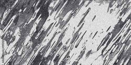 Abstract monochrome pattern of irregular diagonal lines and shapes with a grainy texture, creating a complex and visually engaging background element