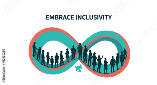 Diverse Group of People Embracing Inclusivity in Infinity Loop Symbol