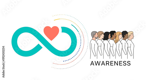 Diverse People Awareness Symbol with Infinity Heart and Connection