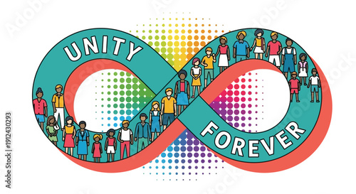 Diverse People Unity Forever Infinity Symbol Rainbow Colors