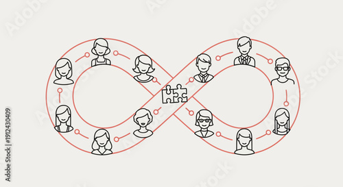 Infinite Loop of People and Puzzle Connection