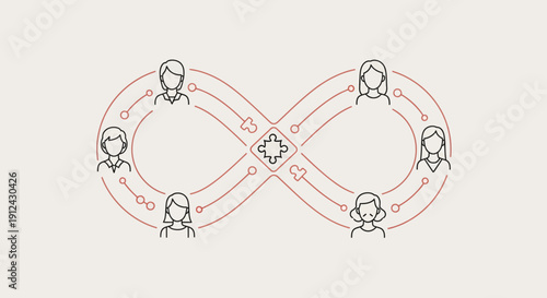 Infinity Loop Teamwork Concept with Puzzle Piece Connection
