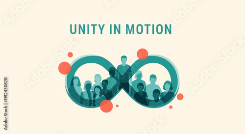 Unity In Motion: Diverse People Silhouette in Infinity Symbol