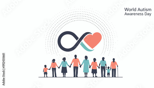 World Autism Awareness Day: Diverse Family Holds Hands, Infinite Love Symbol