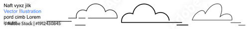 Nature , digital design, minimalist art, cloud styles, linear illustrations, clean backdrop. Abstract cloud outline with horizontal lines and editable text. Nature themes and digital design focus