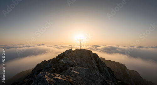 cross on top of a mountain 