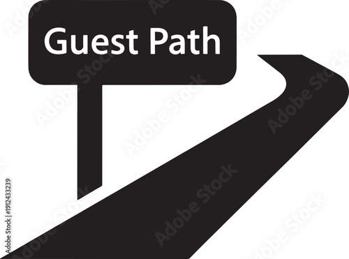 Black and White Sketched Arrow Sign with Guest Path Text