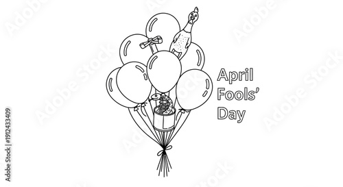 April Fools' Day Balloons with Surprise Prank Gift Box and Funny Duck