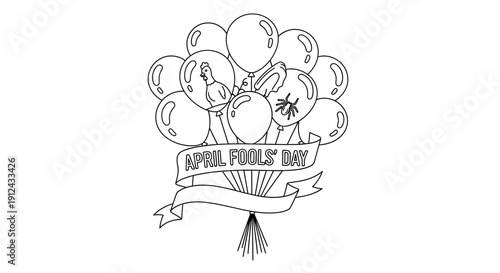 April Fools Day Balloons with Prank Illustrations