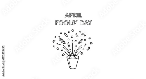 April Fools Day Confetti Popper Explosion - White Background Celebration