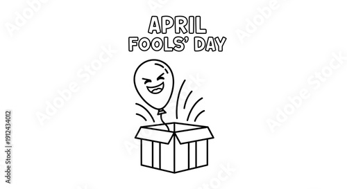 April Fools Day Surprise Box with Smiling Balloon