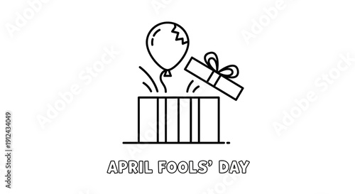 April Fools' Day Surprise Gift Box with Balloon Icon