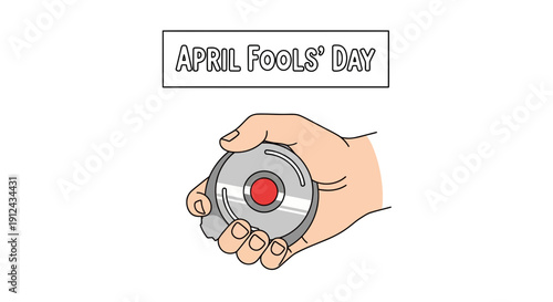 Hand holding a whoopee cushion for April Fools' Day prank