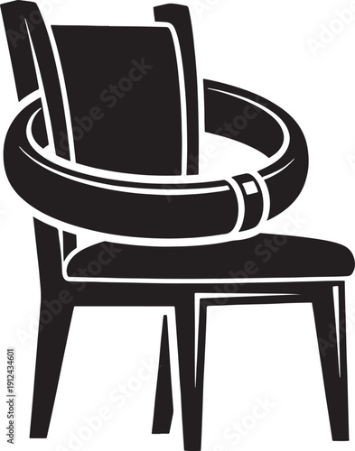 Black and white sketched of a whisk on a chair