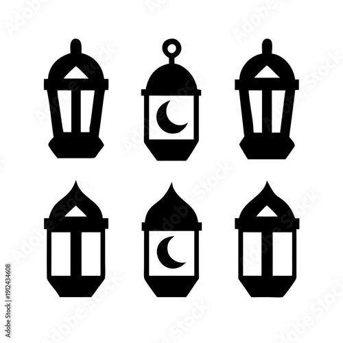 islamic ramadan lantern set. ramadan kareen lantern icon logo design. vector 
