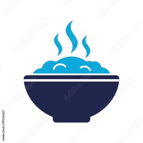 Steaming Bowl of Food Icon Simple Flat Design
