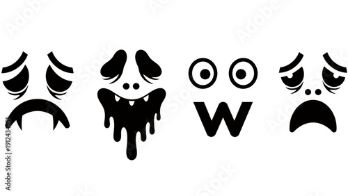 Row of Diverse Facial Expressions Showcasing Emotions and Reactions.