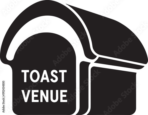 Black and white sketched of a whisk with toast venue text kitchen tool cooking utensil