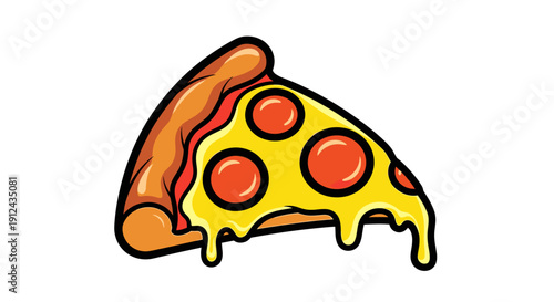 Pixel Art Slice of Pepperoni Pizza with Melting Cheese on White Background