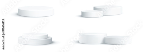 Empty realistic podium, modern pedestal and platform.