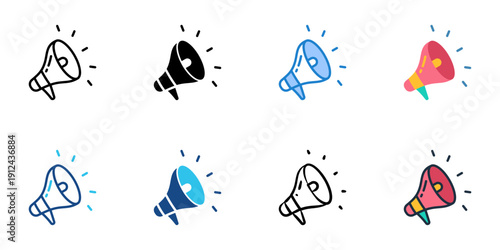 Public announcement icons set multiple style collection. Editable stroke 
