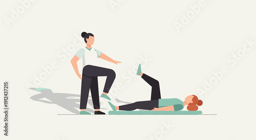 Physical Therapist Assisting Patient with Leg Exercise for Rehabilitation