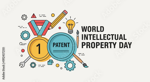 World Intellectual Property Day Celebration with Innovation Icons