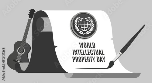 World Intellectual Property Day concept: creativity, arts, music, and innovation