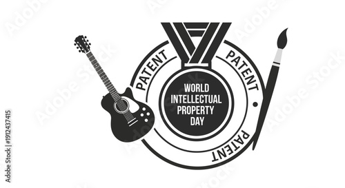 World Intellectual Property Day: Patent, Guitar, Art Brush, Medal